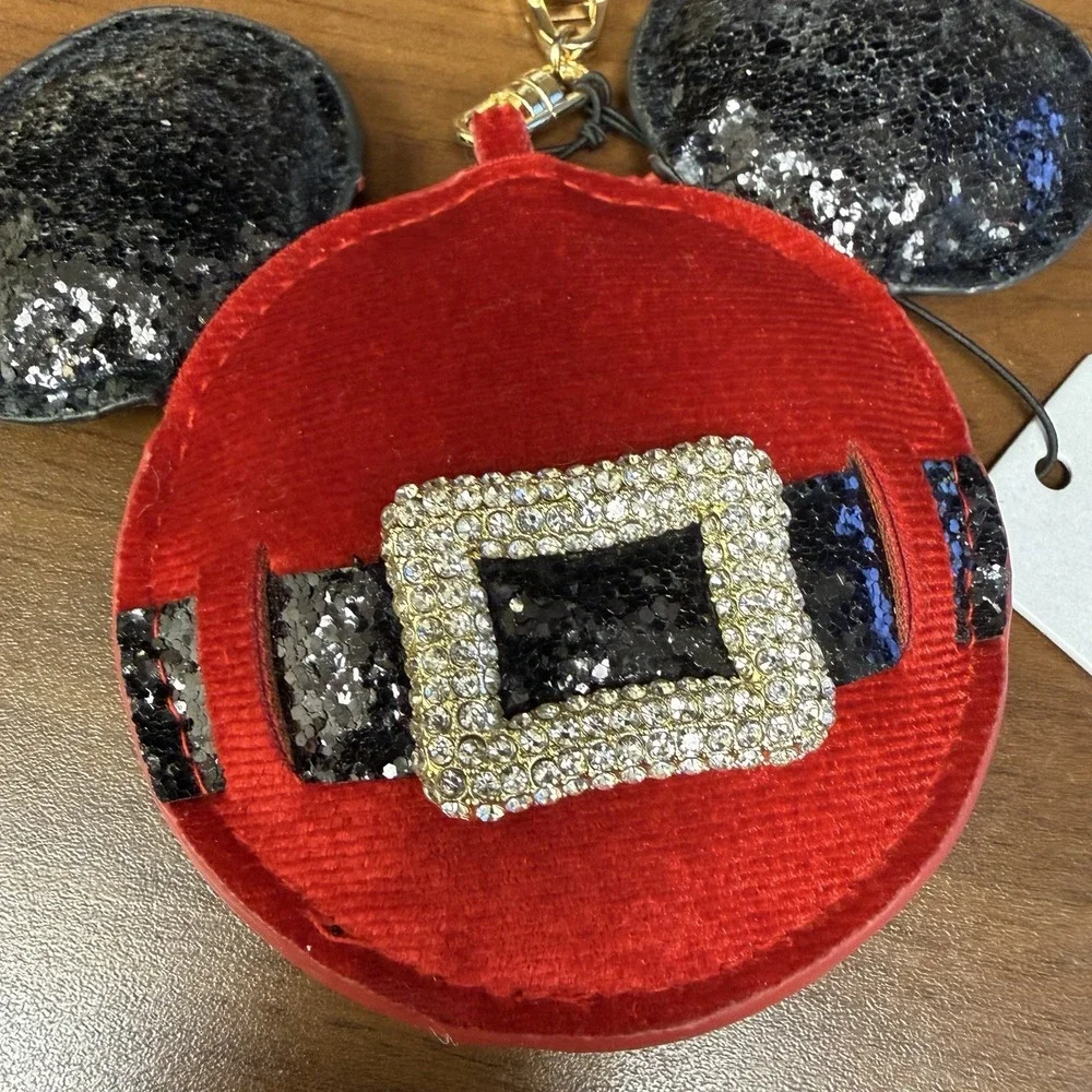 Disney BaubleBar Mickey Mouse Christmas Coin Purse Keychain Santa Belt NWT